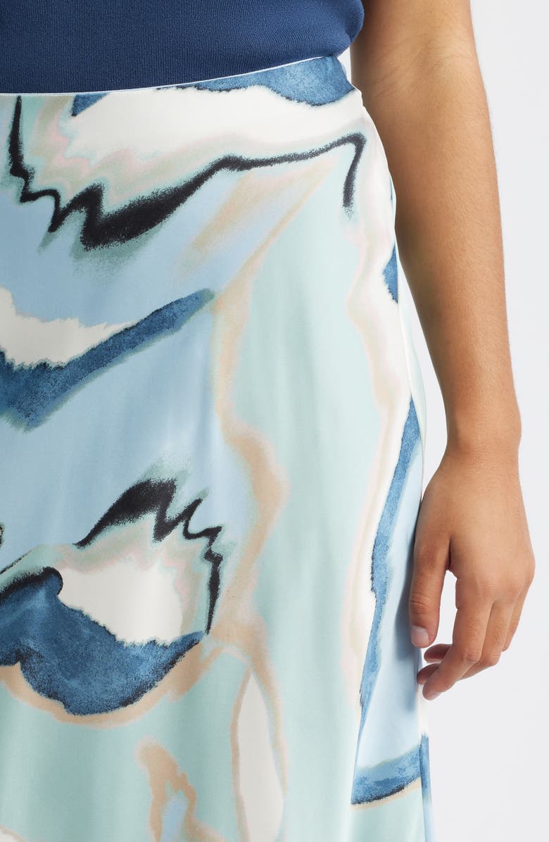 Anne Klein Abstract Print Bias Cut Maxi Skirt, Alternate, color, Opal Blue Multi