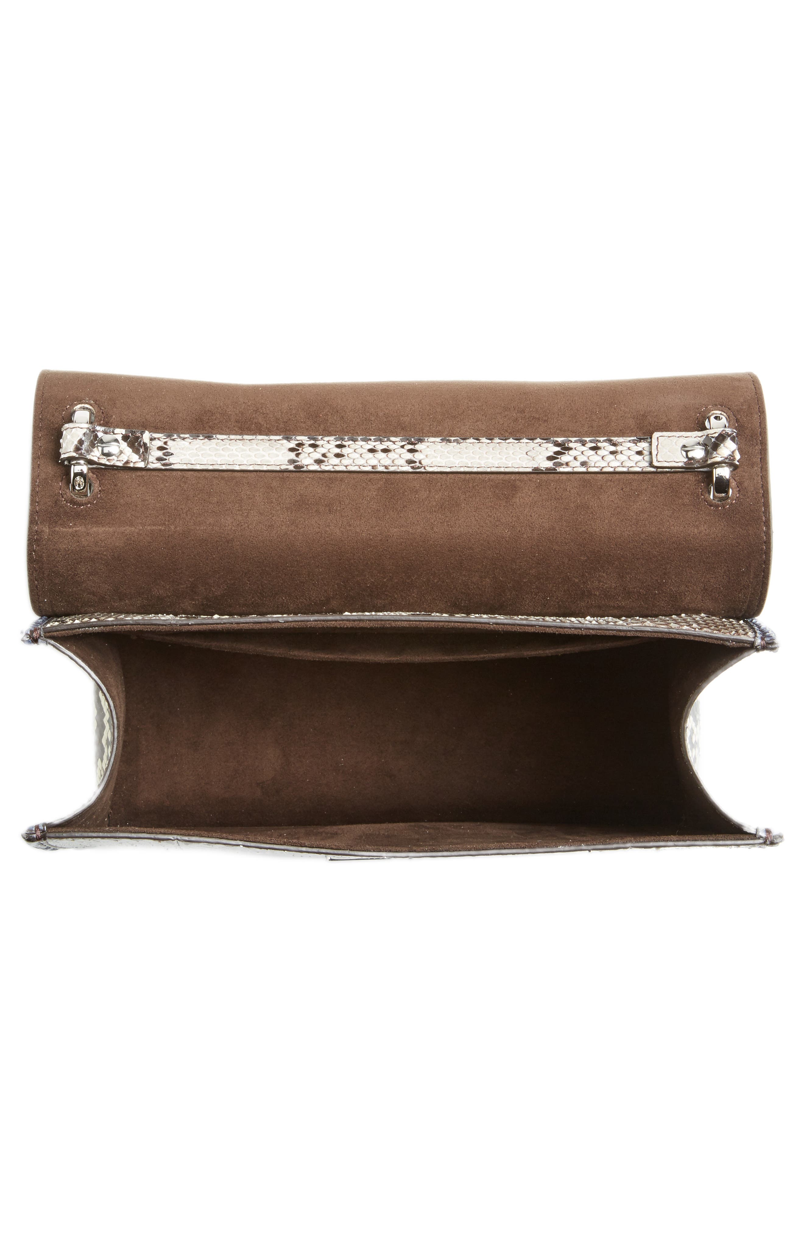 Fendi Kan I Daisy Logo Genuine Python Shoulder Bag, Alternate, color, 