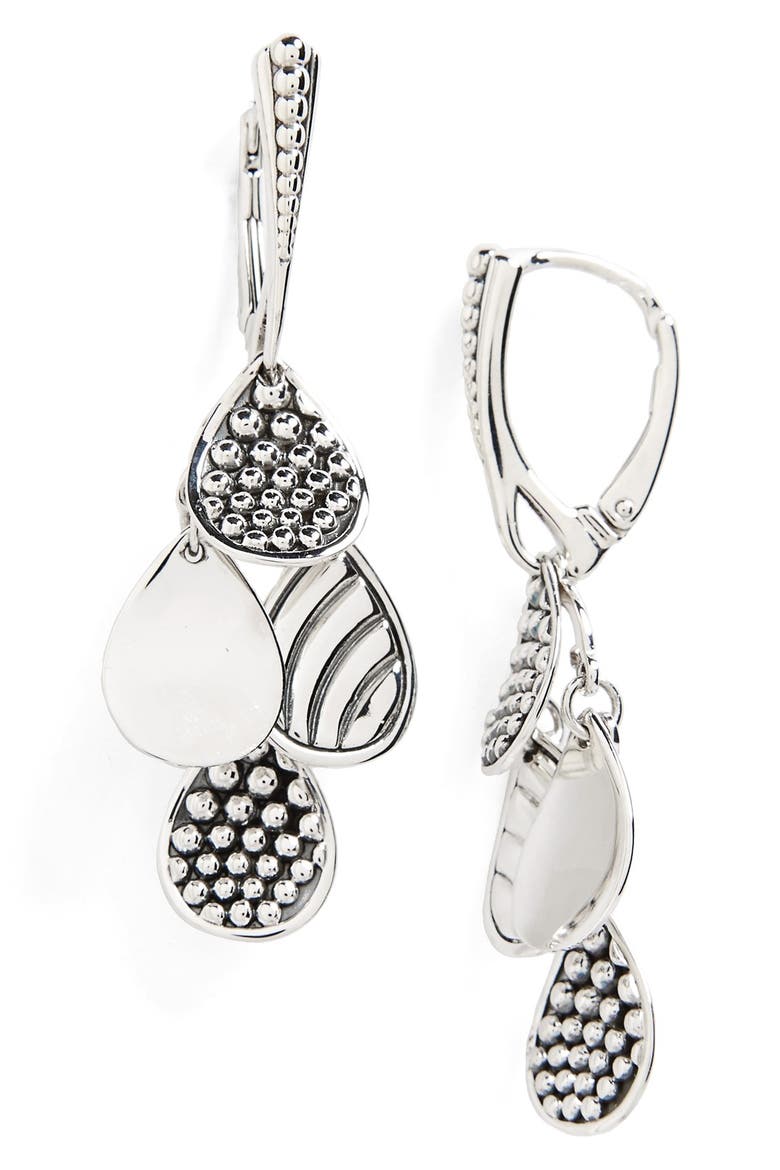 Caviar Tiered Drop Earrings, Main, color, SILVER