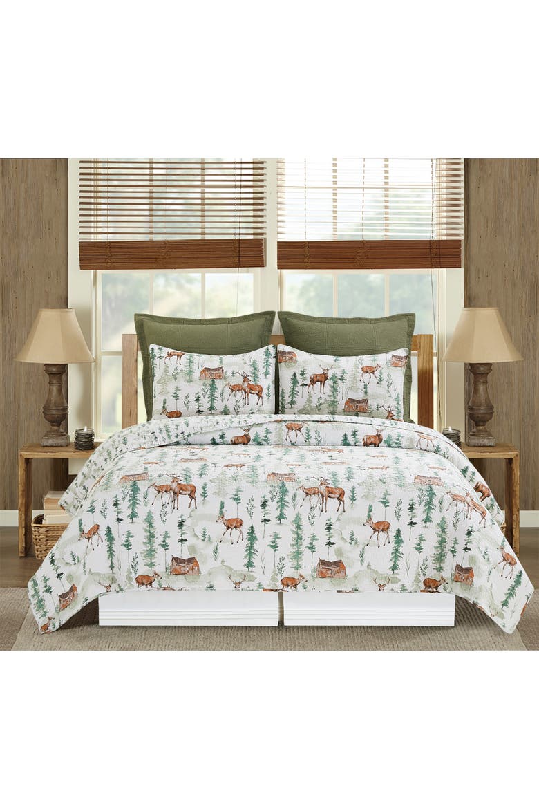 Christopher Forest Cotton Quilt Set  - Reversible and Machine Washable, Main, color, White