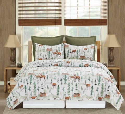 Christopher Forest Cotton Quilt Set  - Reversible and Machine Washable
