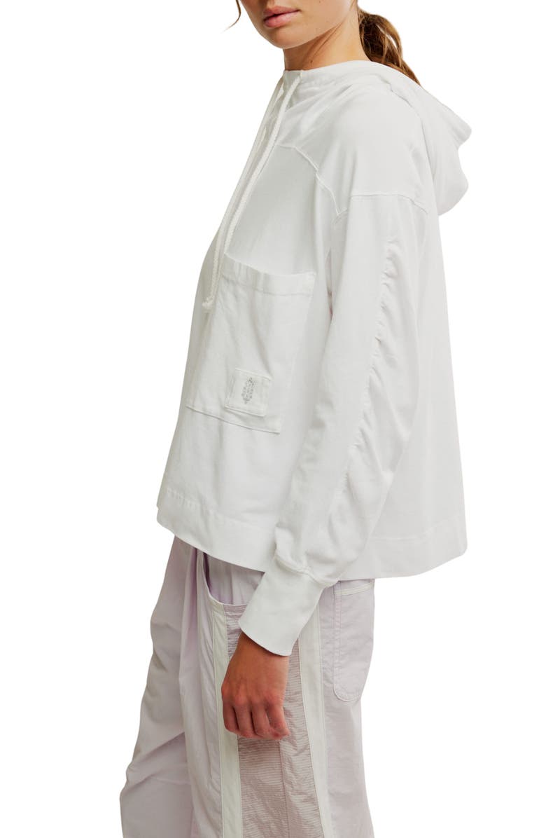 Free People FP Movement Hot Shot Stretch Cotton Fleece Hoodie, Alternate, color, White