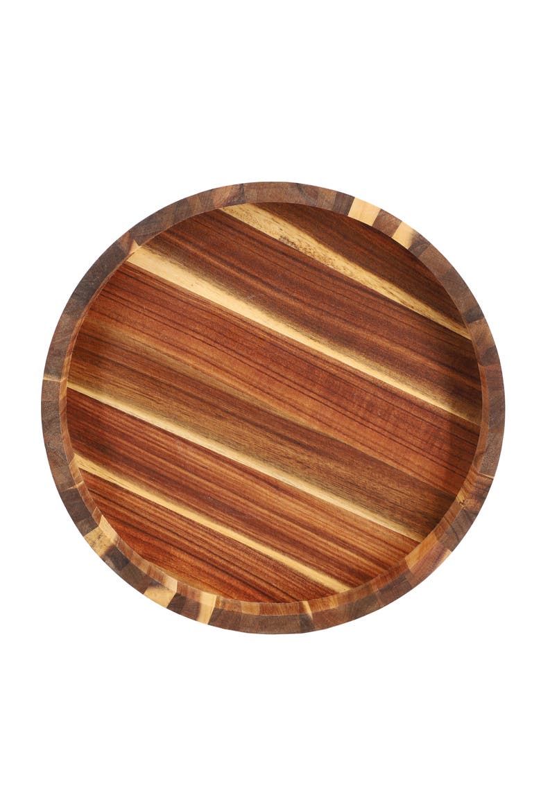 13 Inch Acacia Wood Lazy Susan Tray, Alternate, color, Acacia