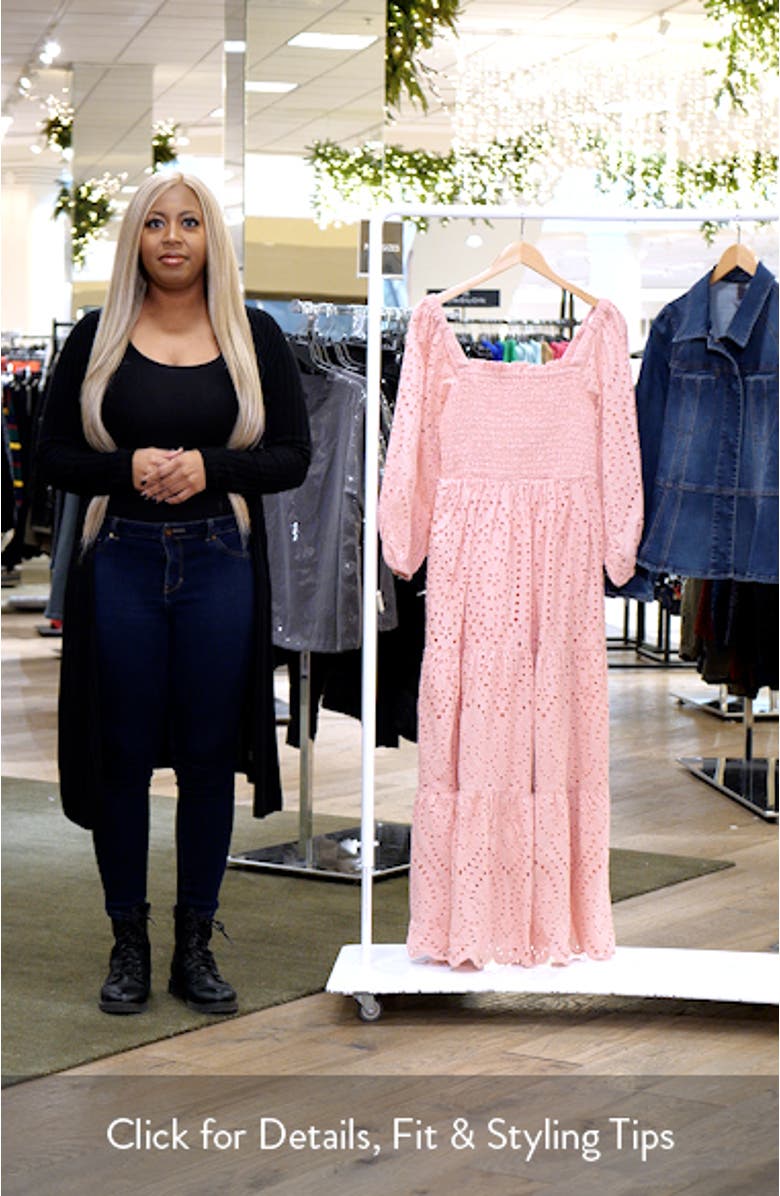 Eyelet Three-Quarter Sleeve Maxi Dress, sales video thumbnail