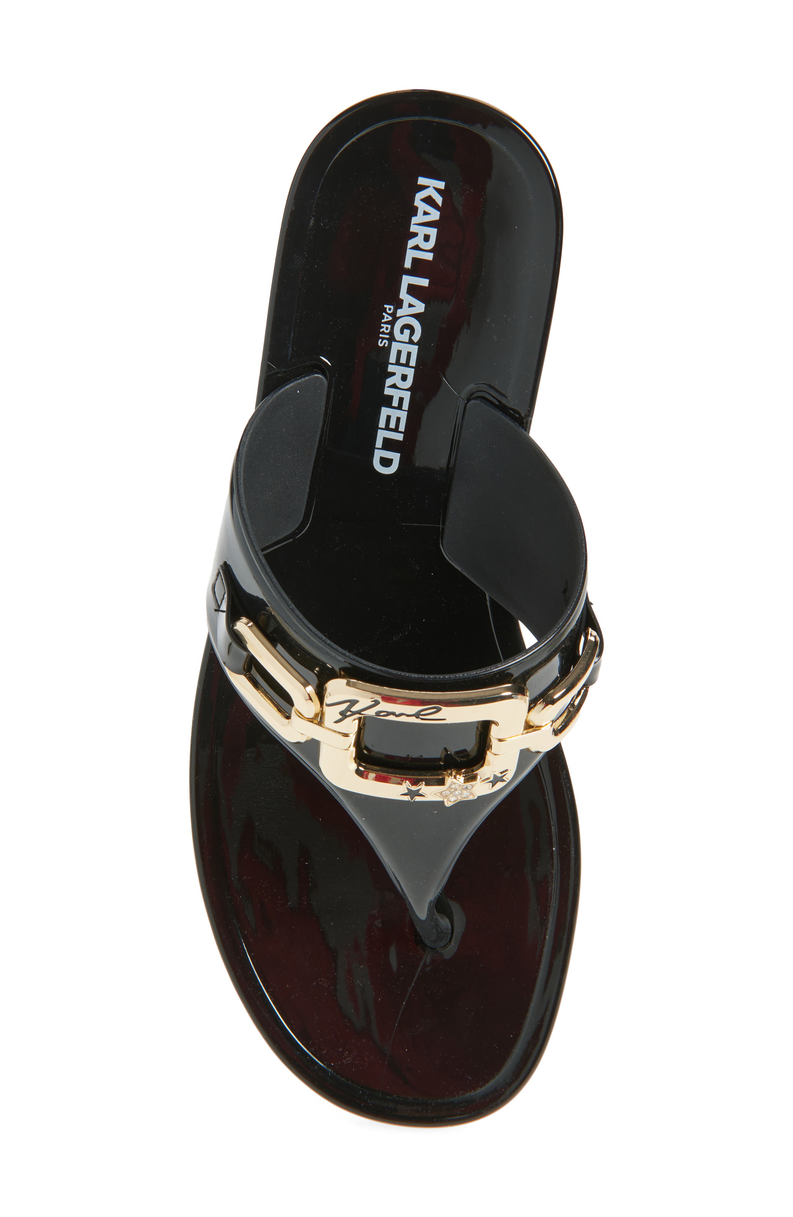 KARL LAGERFELD PARIS Vardice Flat Sandal, Alternate, color, Black