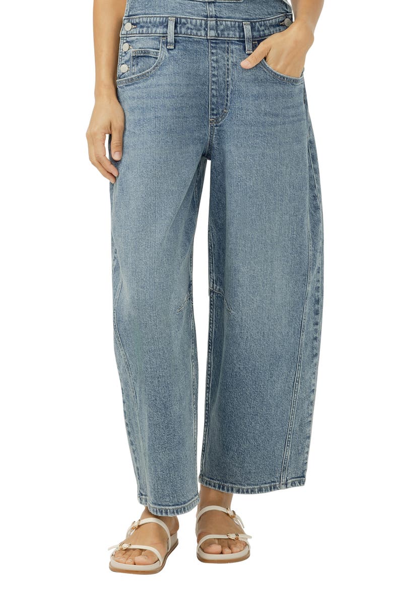 Barrel Leg Denim Overalls, Alternate, color, MIRAMAR