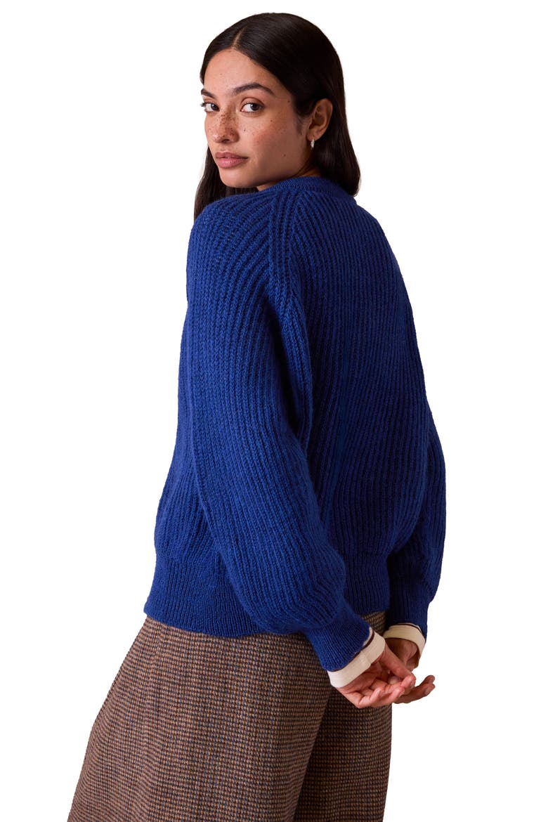 British Wool Ribbed Cardigan, Alternate, color, Cobalt