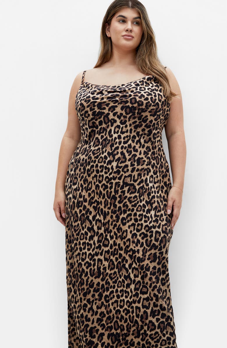 City Chic Kyra Leopard Print MIdi Slipdress, Alternate, color, Leopard Print