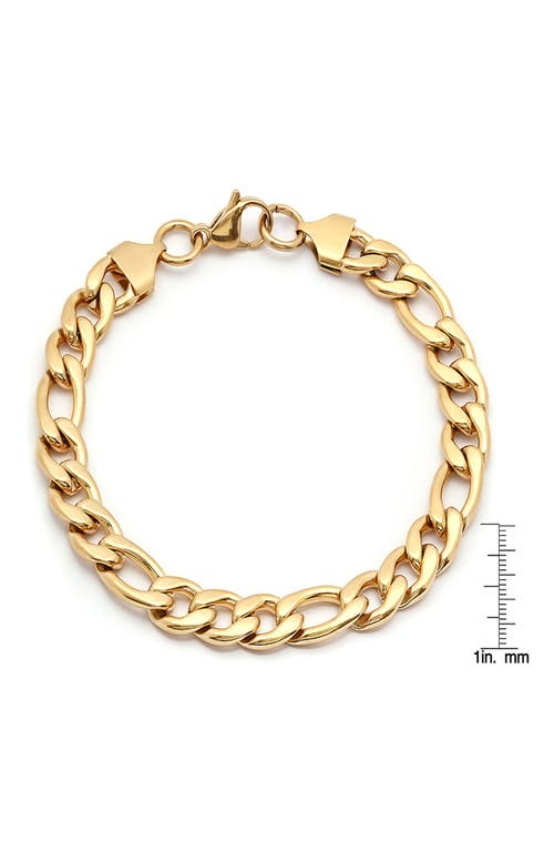 Hmy Jewelry 18k Gold Plated Stainless Steel Figaro Chain Bracelet In Gold