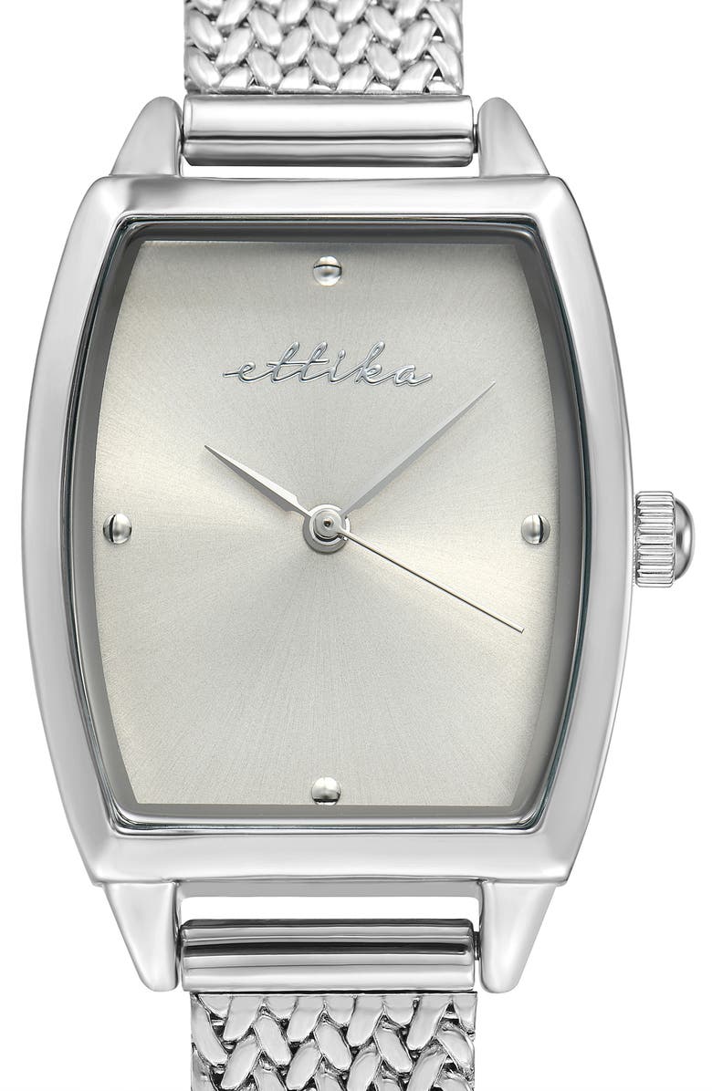 Ettika Timeless Texture Watch, Alternate, color, Bone And Silver