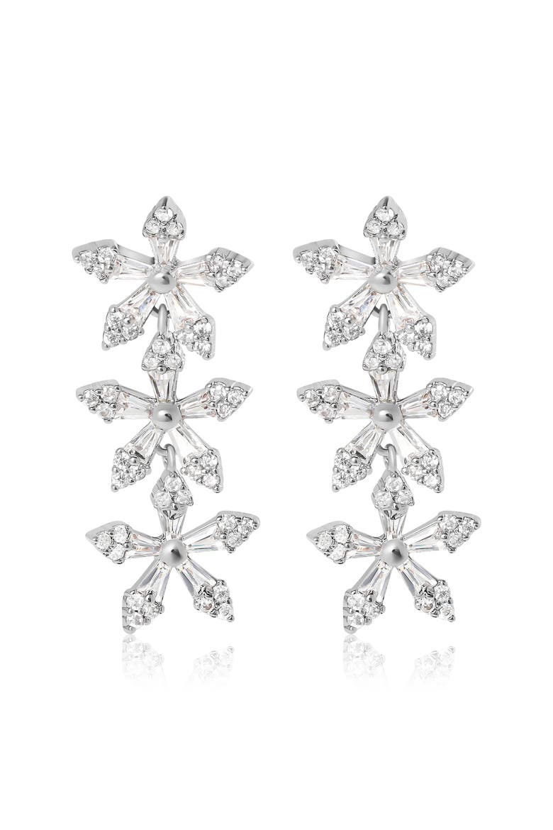 Crystal Snowflake Drop Earrings, Main, color, Silver