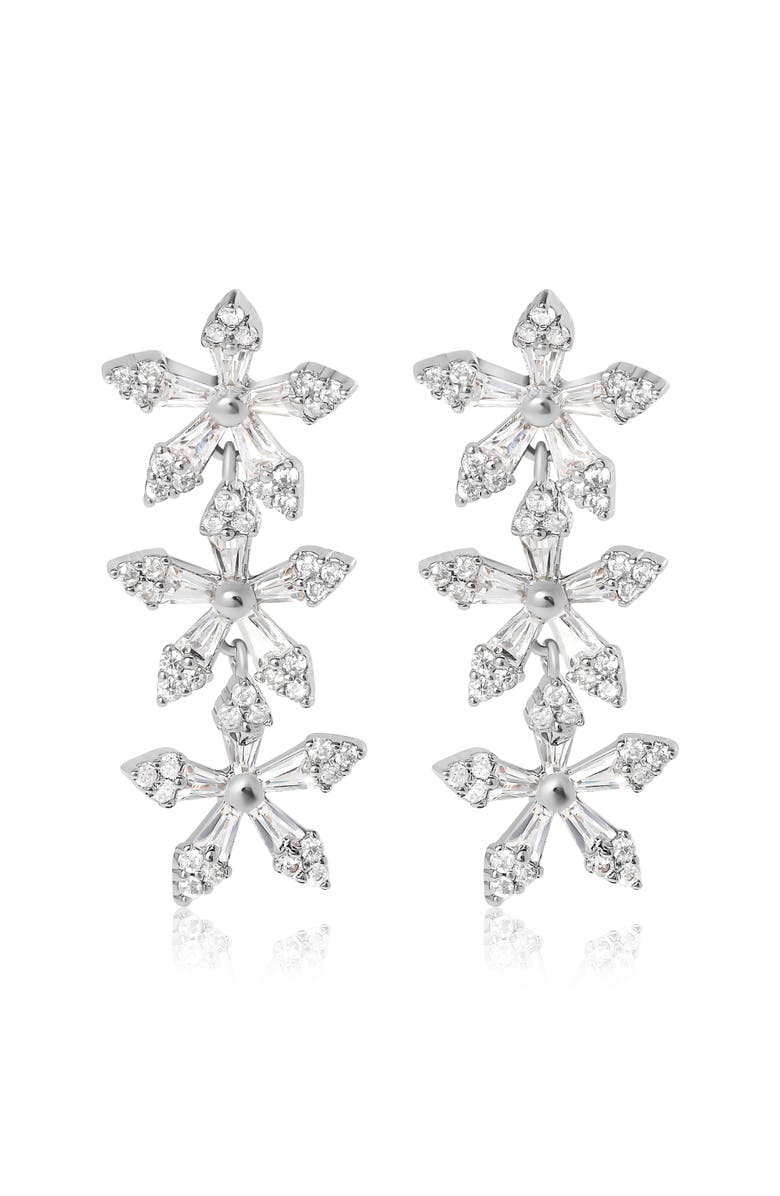 Jessica Simpson Crystal Snowflake Drop Earrings, Main, color, Silver