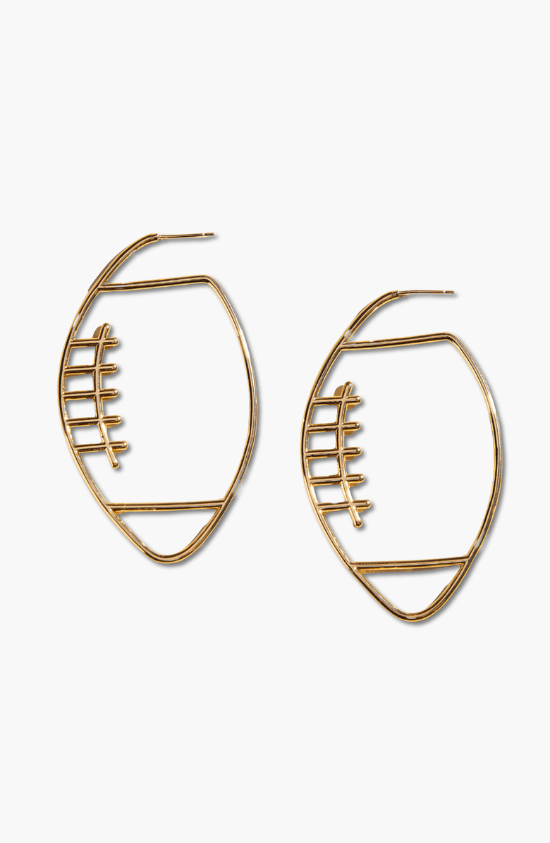 Nickel & Suede Football Hoop Earrings, Main, color, Gold
