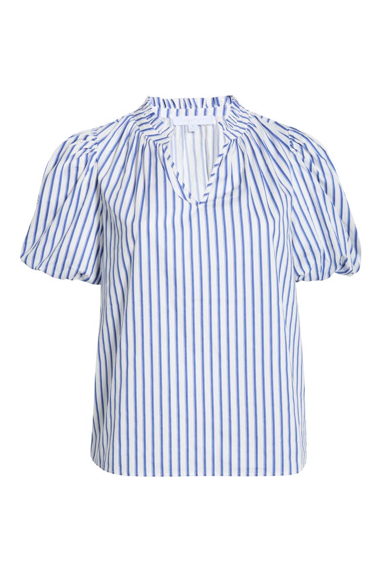Stripe Split Neck Top, Alternate, color, WHITE-BLUE