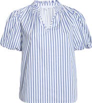 SUGARLIPS Stripe Split Neck Top