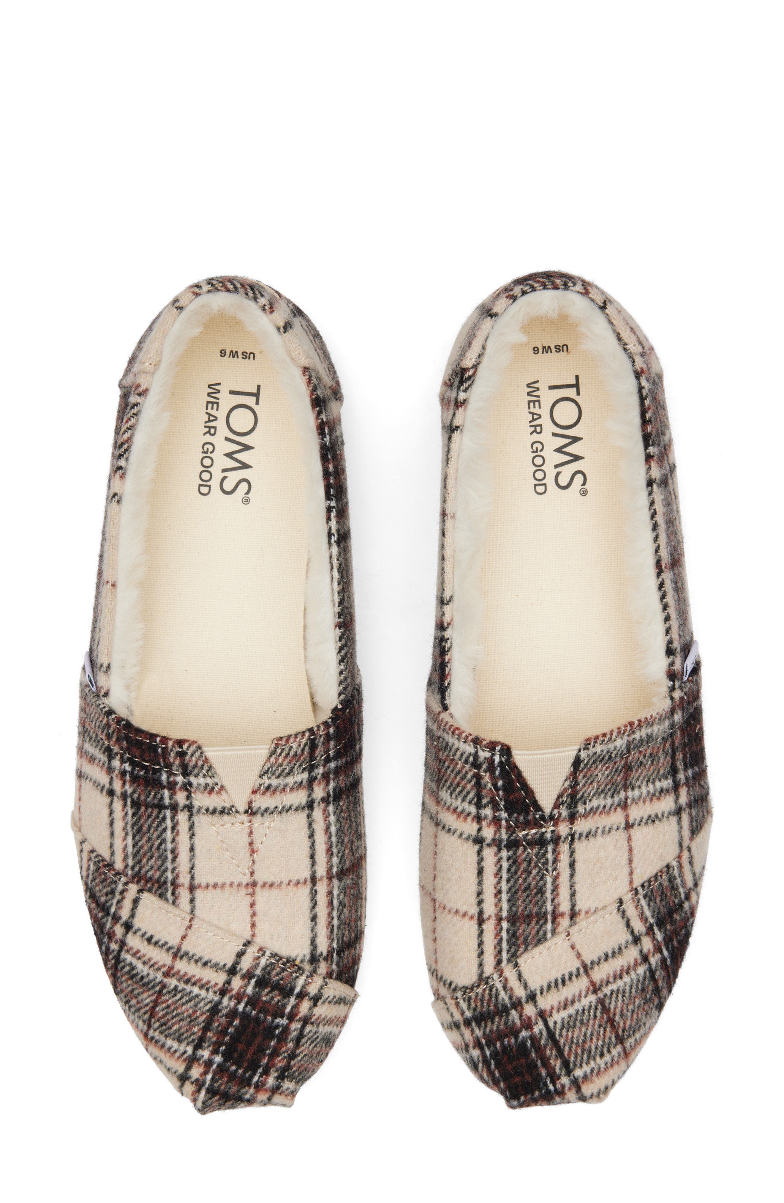 TOMS Alpargata Plaid Faux Fur Lined Slip-On, Alternate, color, 