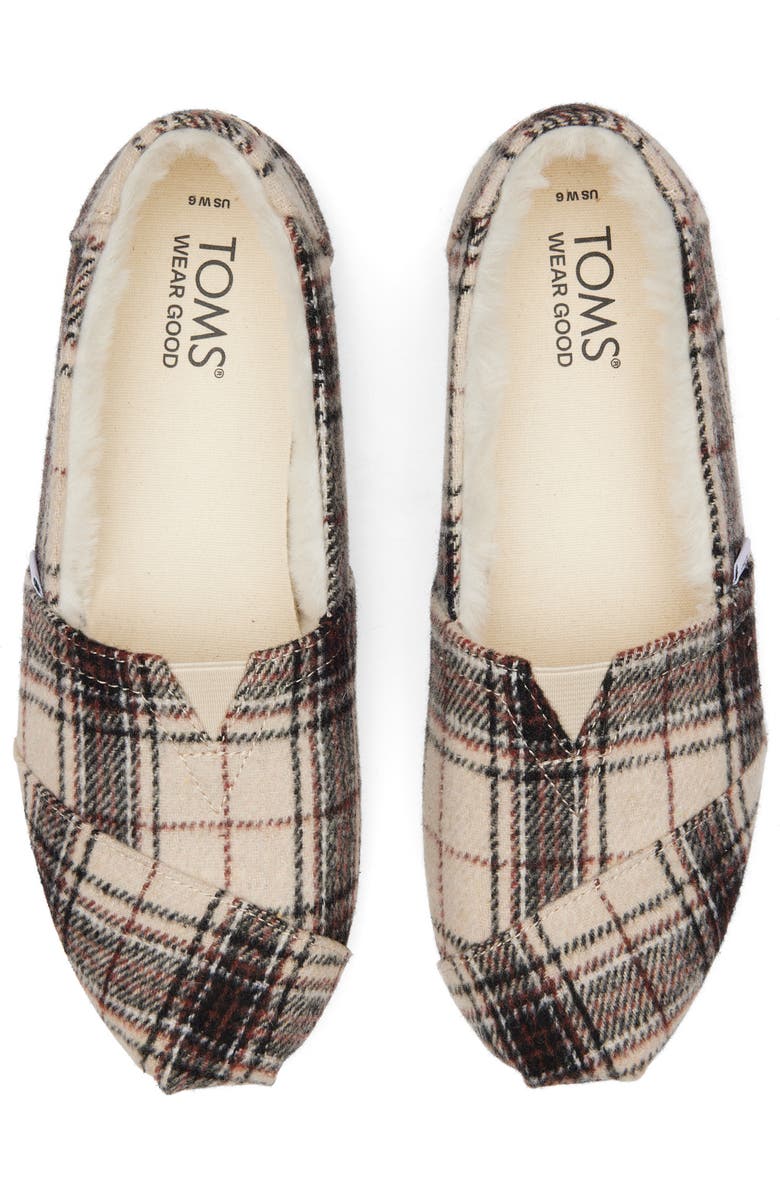 TOMS Alpargata Plaid Faux Fur Lined Slip-On, Alternate, color,