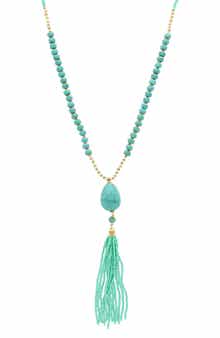 OLIVIA WELLES Elesia Beaded Tassel Y-Necklace