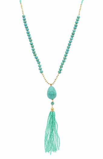 OLIVIA WELLES Elesia Beaded Tassel Y-Necklace