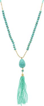 OLIVIA WELLES Elesia Beaded Tassel Y-Necklace