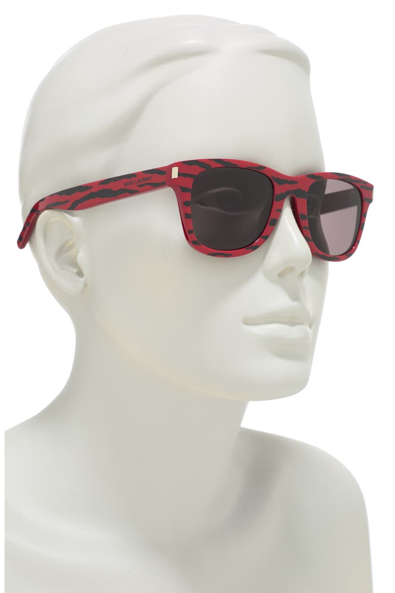 50mm Animal Print Sunglasses, Alternate, color, RED BLACK