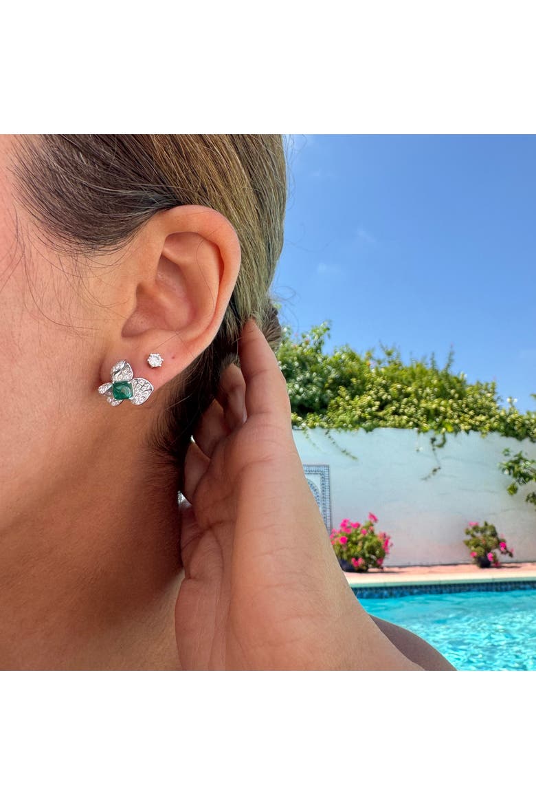 Orchid Emerald Earrings, Alternate, color, green