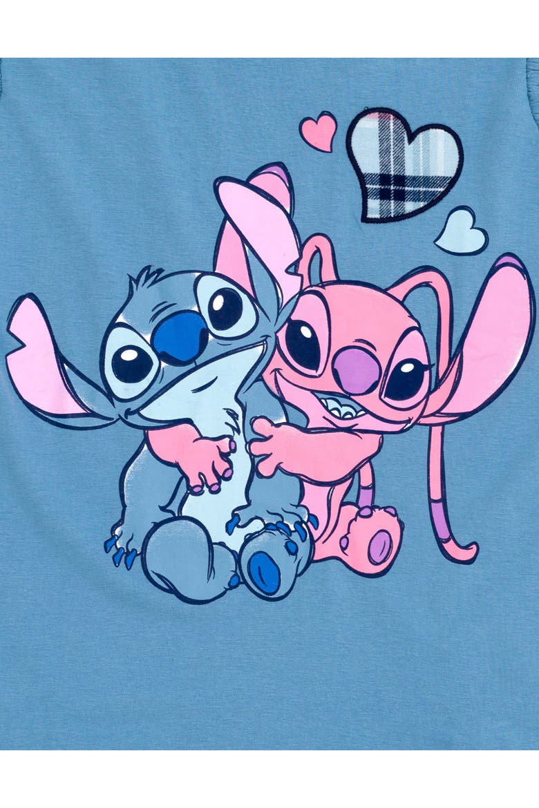 Lilo & Stitch 2-Piece T-Shirt and Plaid Skirt Set, Alternate, color, Blue Stitch Angel