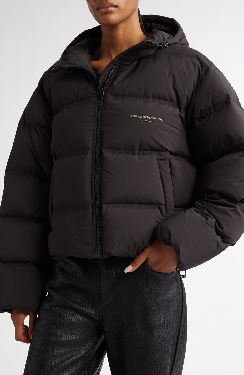 Alexander Wang Crop Hooded Down Puffer Jacket, Alternate, color, 