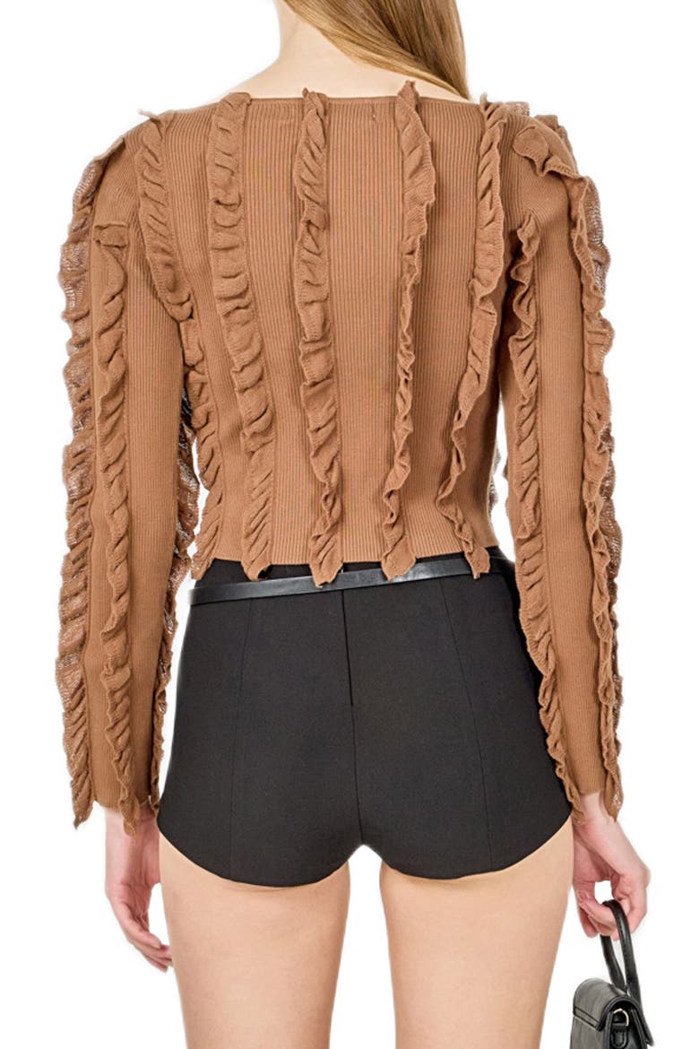 Ruffle Rib Knit Top, Alternate, color, MOCHA MOUSSE