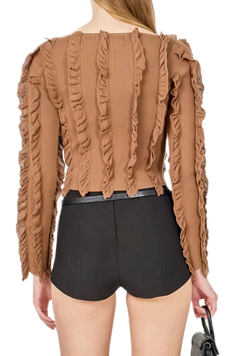 Endless Rose Ruffle Rib Knit Top, Alternate, color, Mocha Mousse