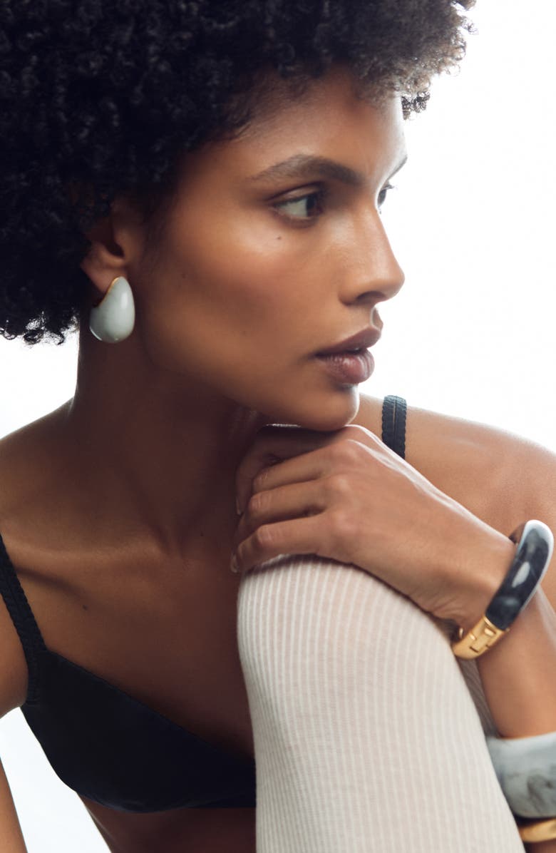 Reiss Salma Scoop Bangle Bracelet, Alternate, color, Gold Tone / Black Marble