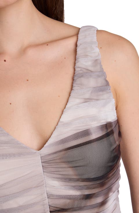 Deep V-Neck Ruched Maxi Dress