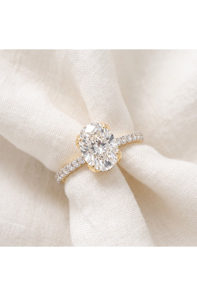 Certified 3 1/2Ct Oval Diamond Mia Engagement Ring Lab Grown Hidden Halo, Alternate, color, 10k White Gold