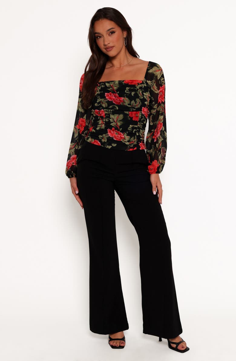 Petal & Pup Maia Floral Ruched Top, Alternate, color, Black Floral