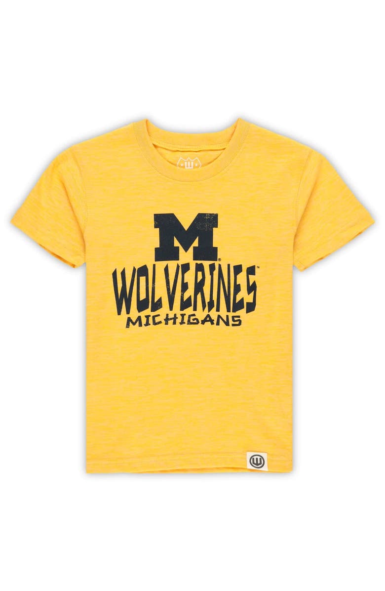 Wes & Willy Toddler Wes & Willy Michigan Wolverines Cloudy Yarn T-Shirt & Shorts Set, Alternate, color, Maize