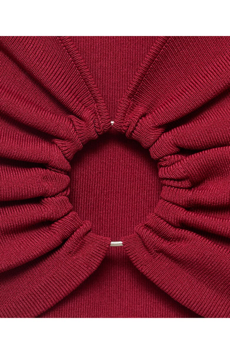 MANGO Hoop Detail Rib Halter Top, Alternate, color, Wine