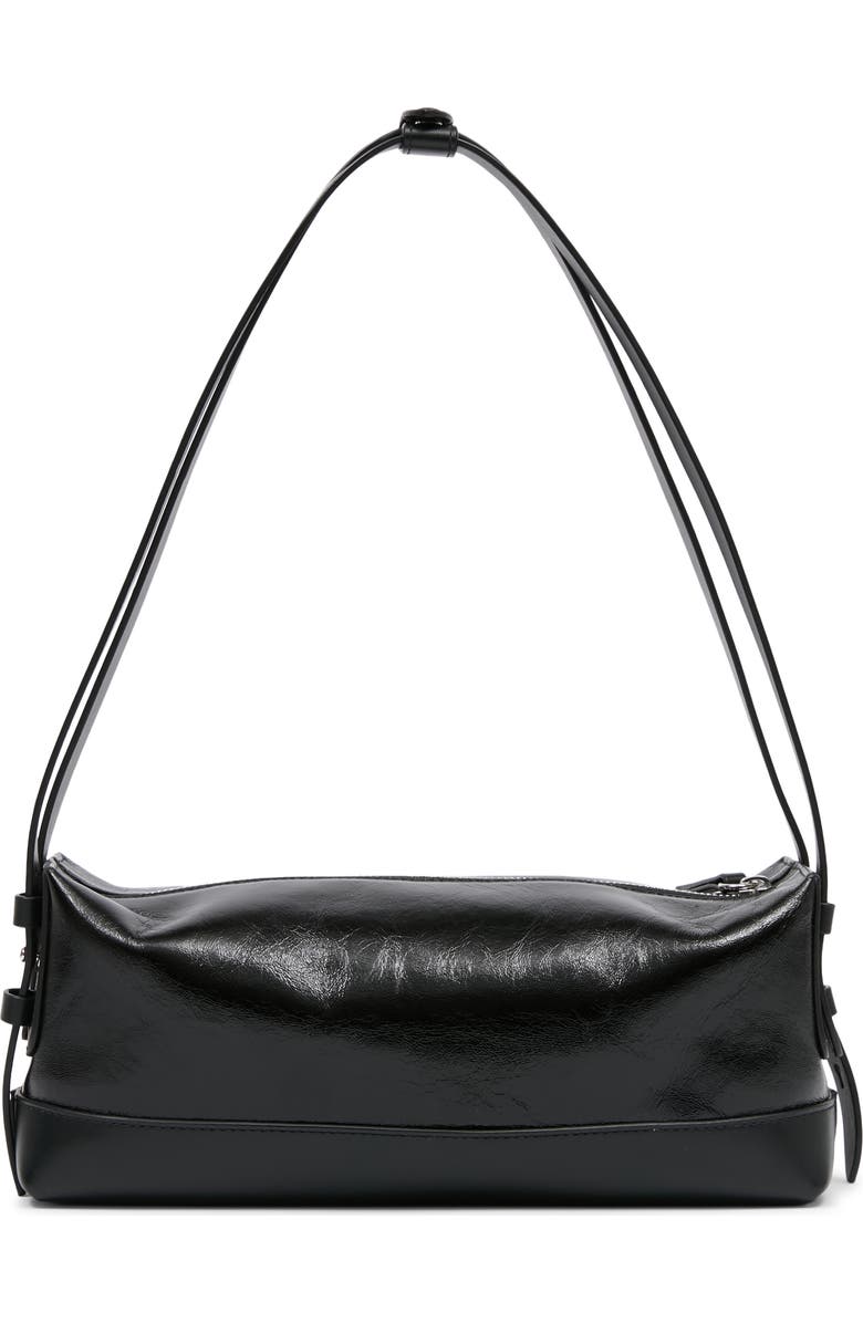 Maison Margiela Small Belt Leather Baguette Shoulder Bag, Main, color, Black/ Black