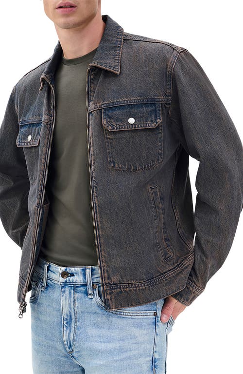 Rag & Bone Beau Infuse Denim Zip Trucker Jacket In Black