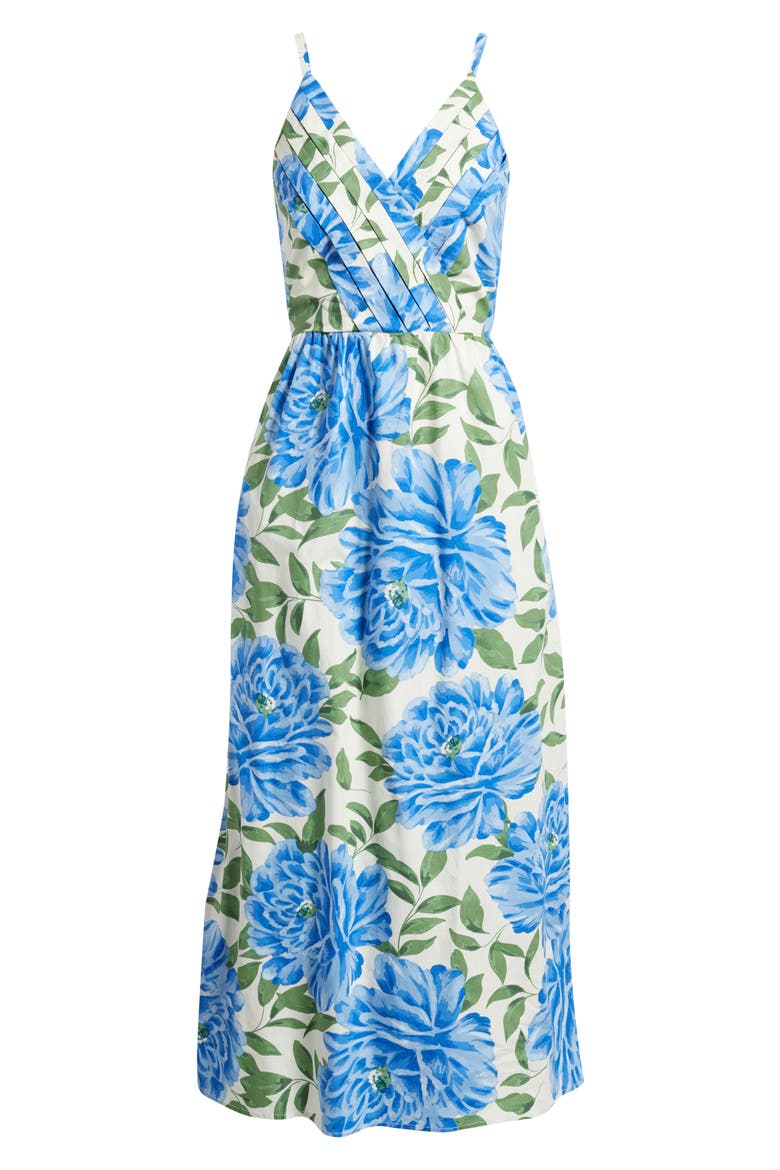 Floral Cotton Midi Dress, Alternate, color, DEEP MARINE