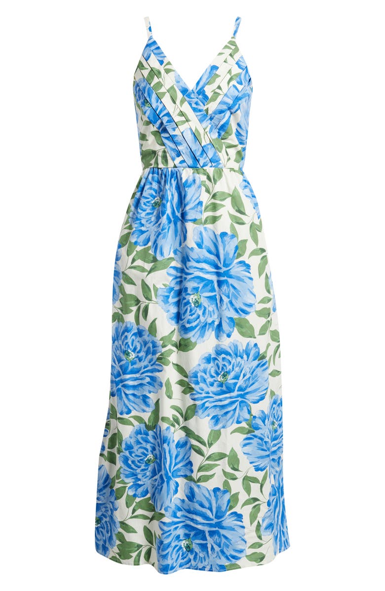 CeCe Floral Cotton Midi Dress, Main, color, Deep Marine