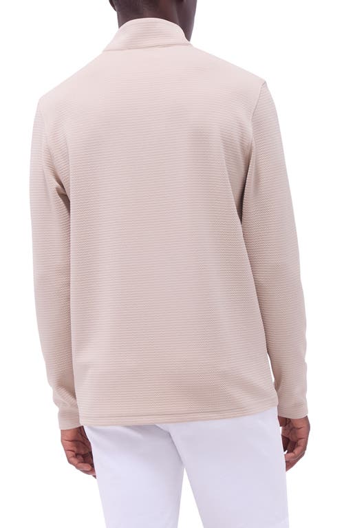 Bugatchi Waffle Knit Quarter Zip Performance Pullover In Sand
