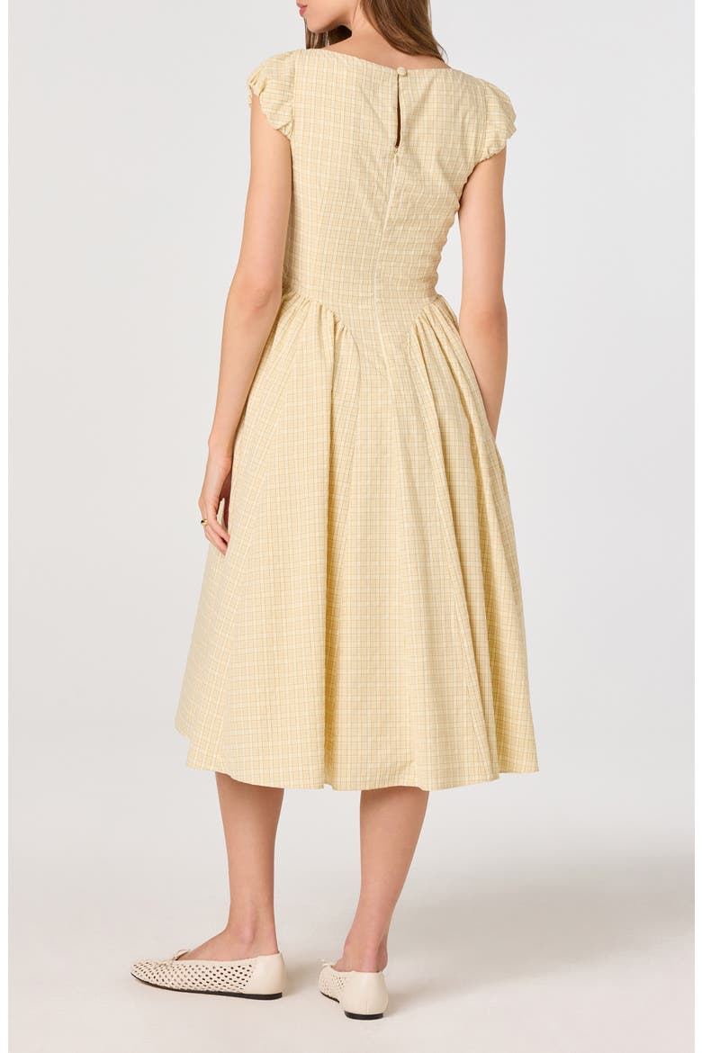 Emalee Check Print A-Line Dress, Alternate, color, BUTTER YELLOW PLAID