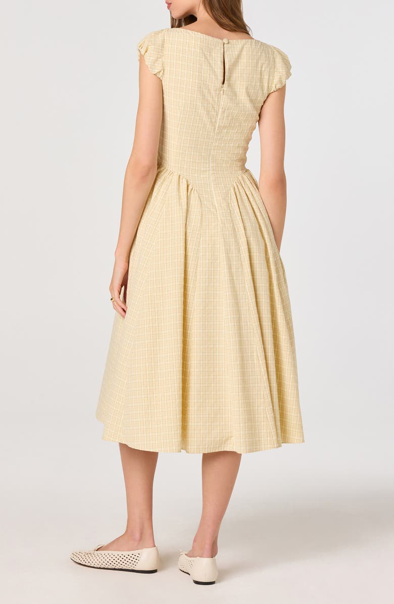 ASTR the Label Emalee Check Print A-Line Dress, Alternate, color, Butter Yellow Plaid