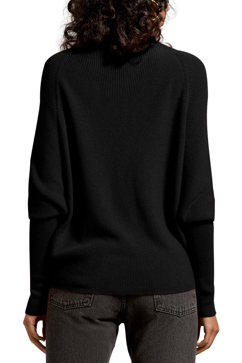 Jette Veronia Ribbed Sweater, Alternate, color, BLACK