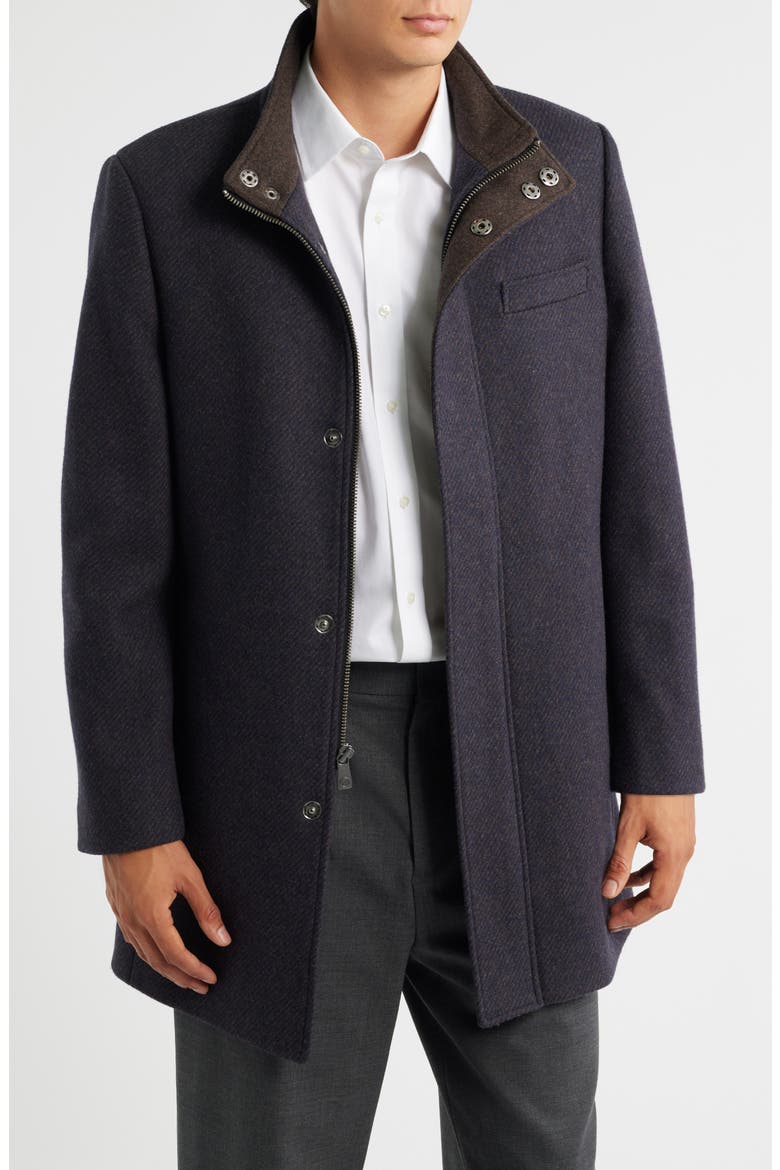 Genoa Wool Blend Twill Coat, Main, color, ESPRESSO NAVY TWILL