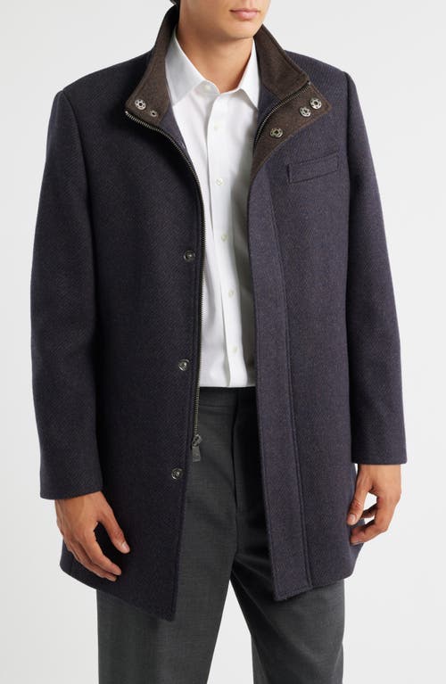 Hart Schaffner Marx Genoa Wool Blend Twill Coat in Espresso Navy Twill  product