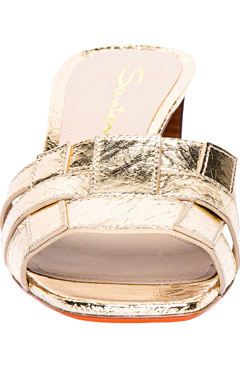 Santoni Women's leather mid-heel Beyond sandal, Alternate, color, Gold