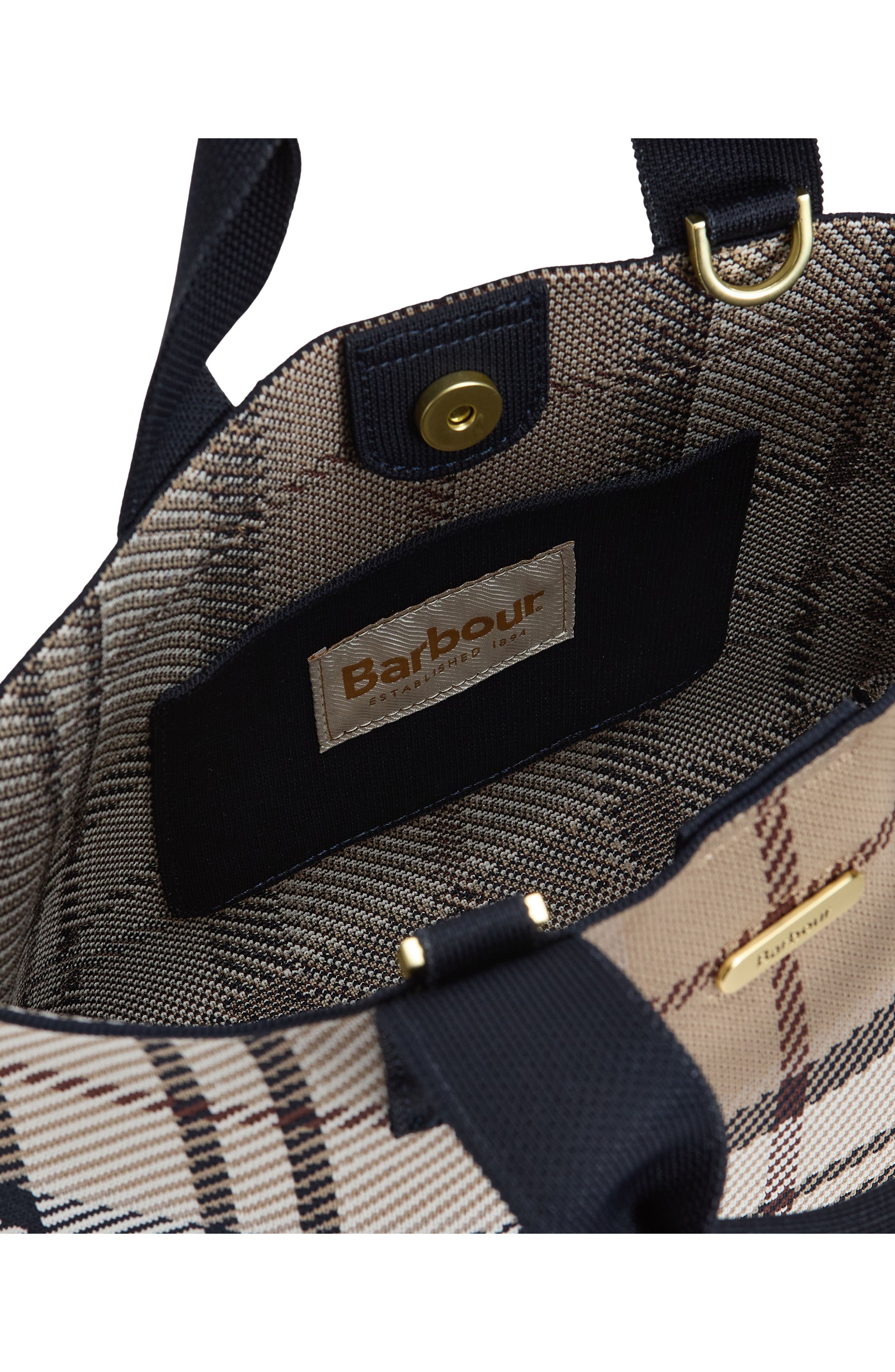 Barbour Layla Tartan Mini Tote Bag, Alternate, color, Rosewood Tartan