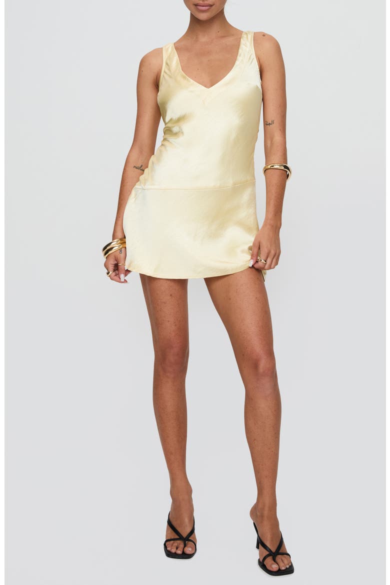 Kingslie Open Back Satin Minidress, Main, color, YELLOW