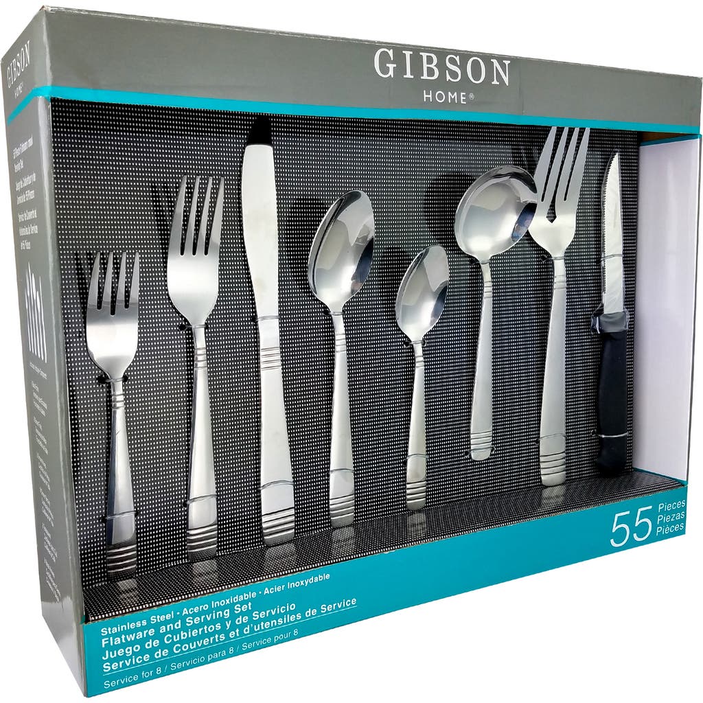Gibson Home Palmore Plus 55 Piece Flatware Set In Silver